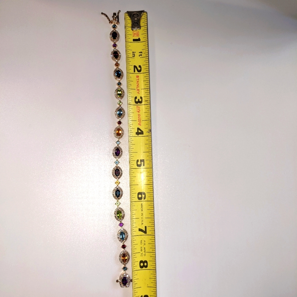 Multi-Gemstone Peridot, London Blue, Amethyst Tennis Bracelet - Picture 11 of 16